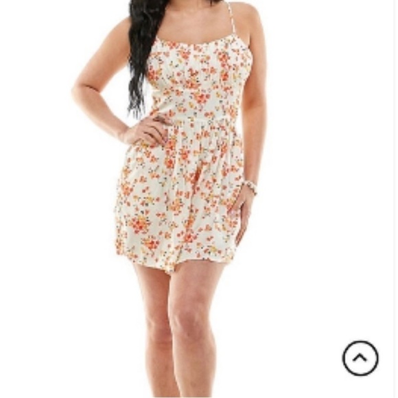 CI Sono by Cavalini Romper Womens Size Medium Red Orange Ditzy Boho Floral - Picture 1 of 14